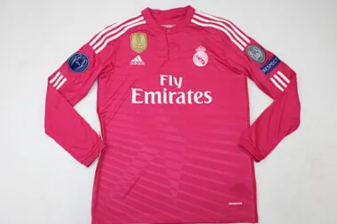 14/15 Real Madrid Away Pink Retro Long Sleeve Soccer Jerseys