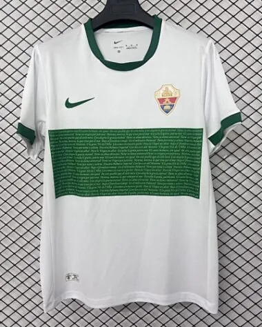 Camisetas de fútbol del Elche para los partidos en casa, números 25 y 26