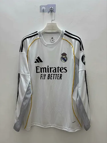 25-26 Real Madrid Home Long Sleeve Soccer Jerseys