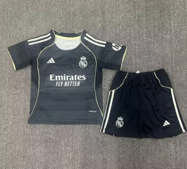 Camisetas de fútbol infantiles del Real Madrid para partidos fuera de casa, 25-26