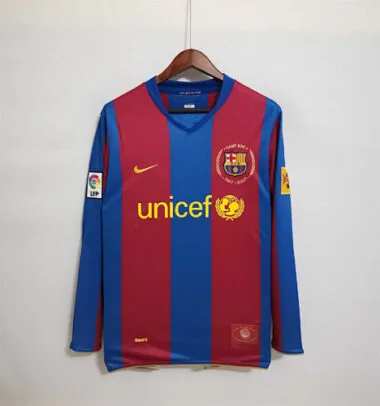 07-08 Barc Home Long Sleeve Soccer Jerseys