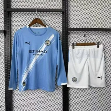Camisolas de futebol de manga comprida do Manchester City para jogos em casa, n.ºs 25-26