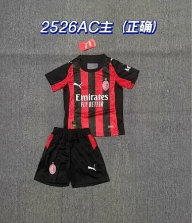 25-26 AC Milan Home Kids Soccer Jerseys