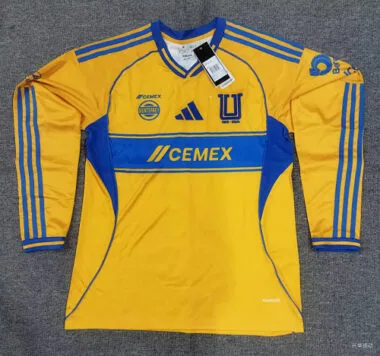 25-26 Tigres Home Long Sleeve Soccer Jerseys