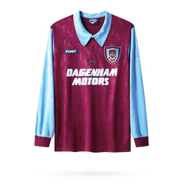 1995/97 West Ham United Home Retro Long Sleeve Soccer Jerseys