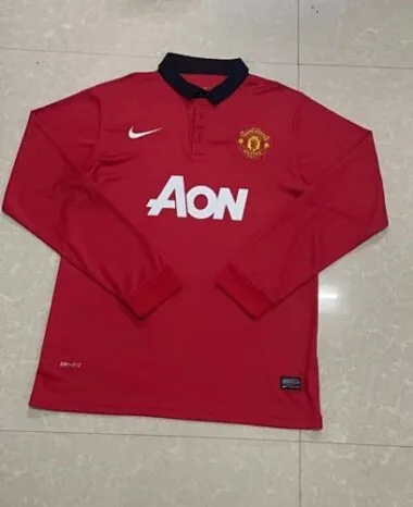 13/14 M-anchester U-nited Home Retro Long Sleeve Soccer Jerseys