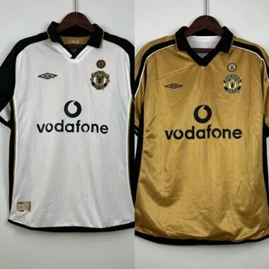 01/02 M-anchester U-nited Retro 100th Anniversary Edition Long Sleeve Soccer Jerseys