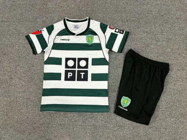 2001 Sporting Lissabon thuisvoetbalshirts voor kinderen