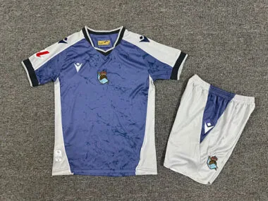 Camisetas de fútbol infantiles de la Real Sociedad para partidos fuera de casa, números 25 y 26