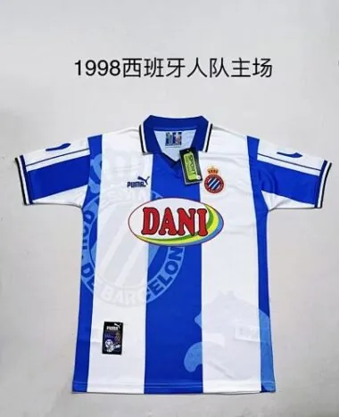 Camisetas de fútbol retro del Espanyol (local) de 1998