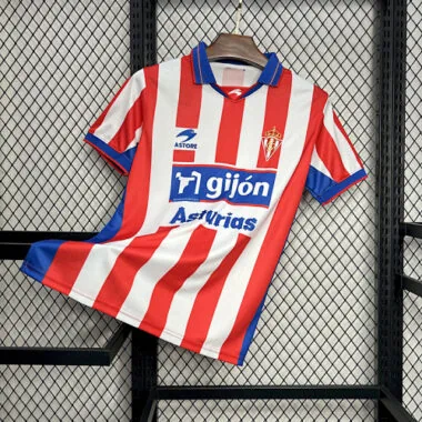 01/02 Sporting de Gijón retro-voetbalshirts voor thuiswedstrijden