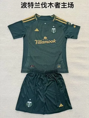 25-26 Portland Timbers Home Kids Soccer Jerseys