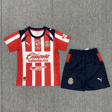 25-26 Chivas thuisvoetbalshirts voor kinderen