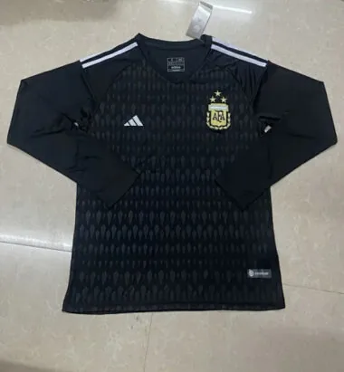 2023 Argentina Goalkeeper Black Long Sleeve Soccer Jerseys
