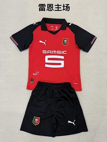 25-26 Rennais Home Kids Soccer Jerseys