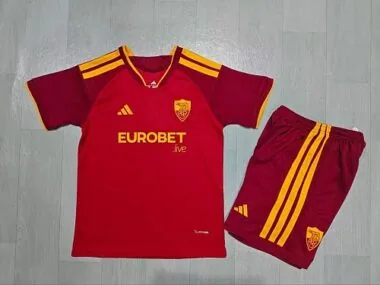 Camisola e calções infantis da Roma para jogos em casa da época 2026/27